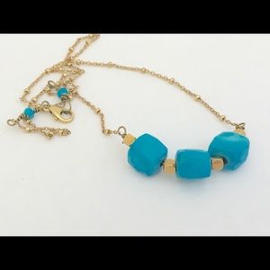 12 mm Turquoise and gold necklace.