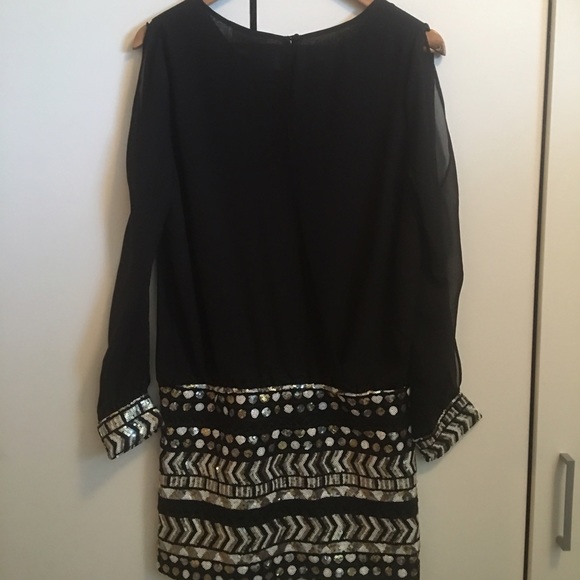 Moon Black Chiffon & Beaded Bandeau Dress - Picture 4 of 4