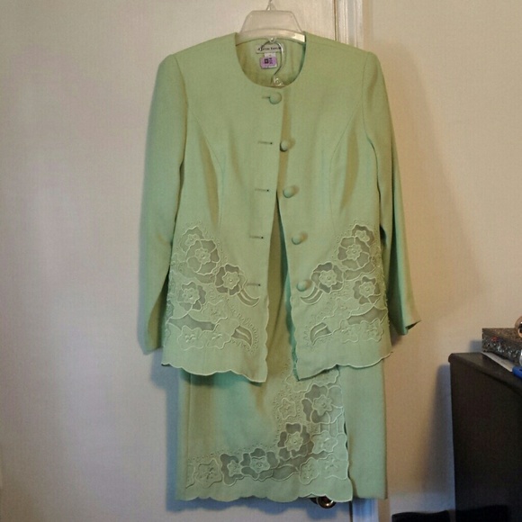 Mint green jacket and skirt set
