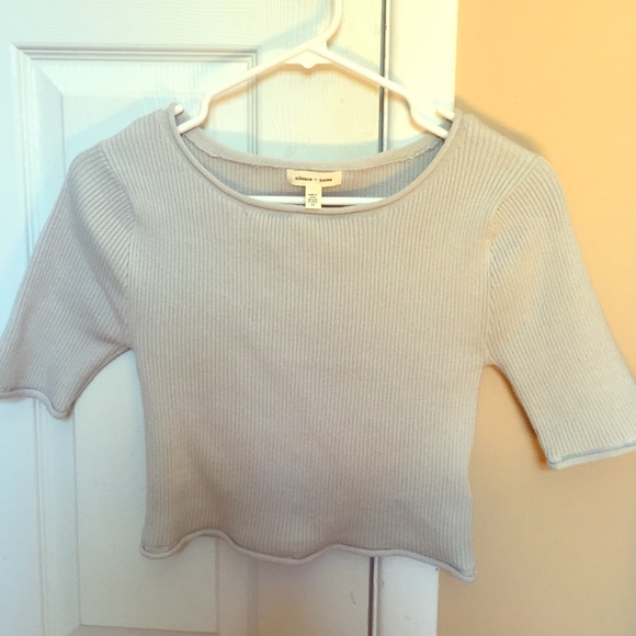 Silence + Noise ribbed light blue crop top