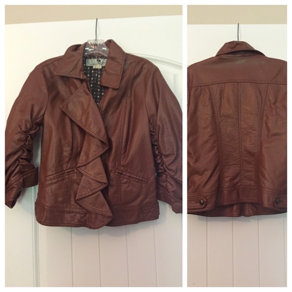 Cognac leather jacket - Picture 1 of 1