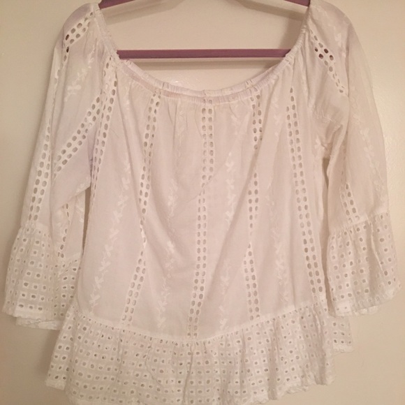 White eyelet top