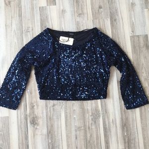 New navy sequin crop top