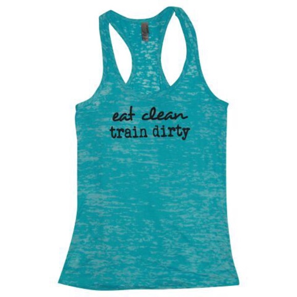 Eat Clean Train Dirty Workout Tank- Blue - Picture 1 of 4
