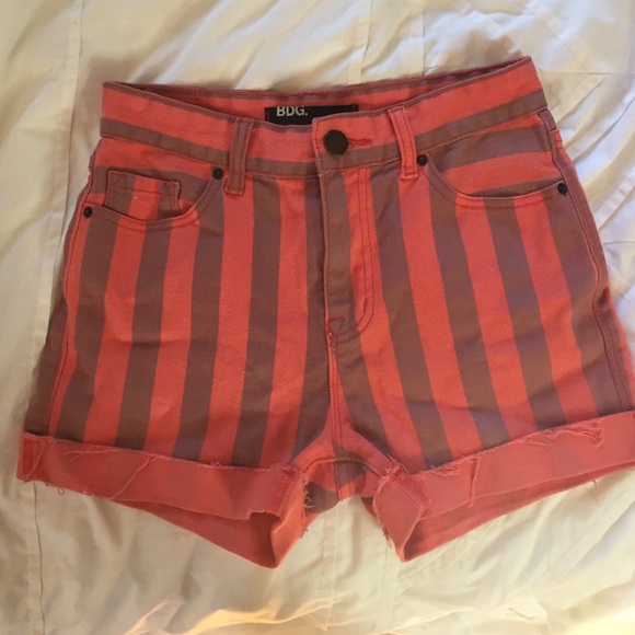 Urban Outfitters high waist striped jean shorts
