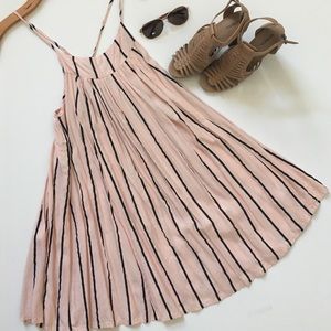 Baby Pink Dress with Black Stripes