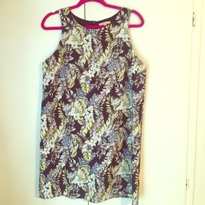 Navy Floral Print Shift Dress