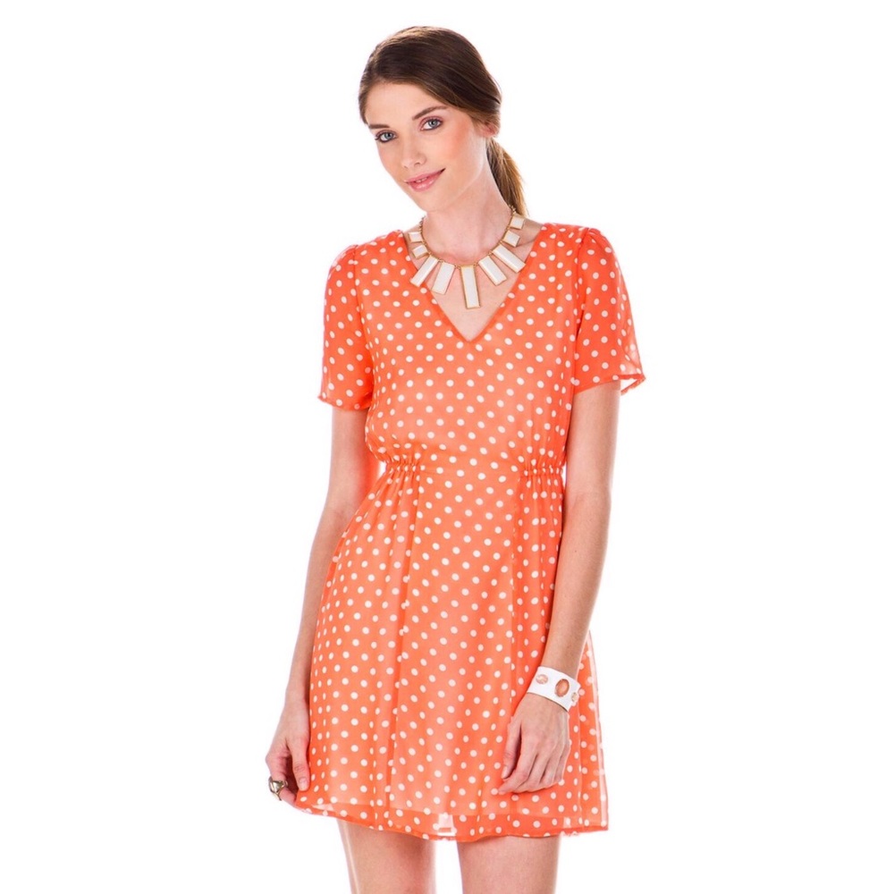 Cute Orange/Coral polka dot dress