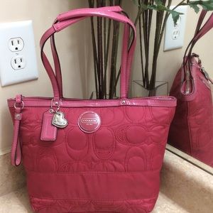 Coach Signature Stitched Nylon Tote Purse Bag 💞