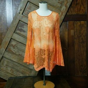 Sheer Long Sleeve Floral Top
