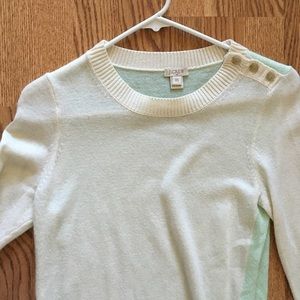 New cotton creme and sea foam green sweater