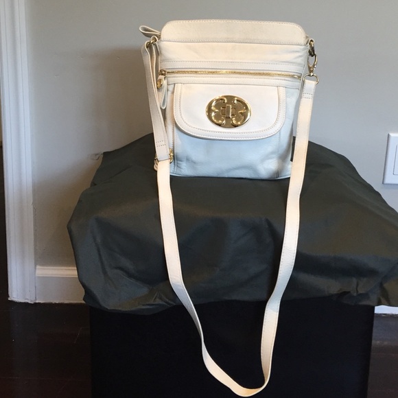 Emma Fox white leather crossbody bag