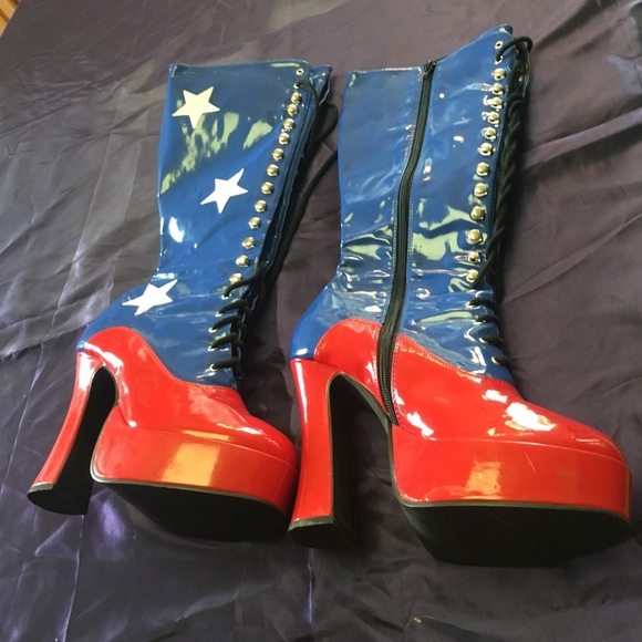 Sexy Ellie Stars and Stripes platform boots