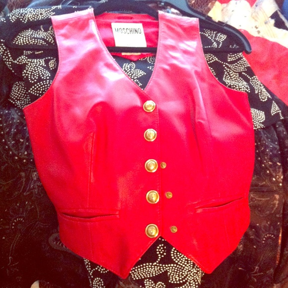 Moschino Red Leather Vest