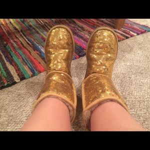 Uggs. Size 7. Gold, sequins.