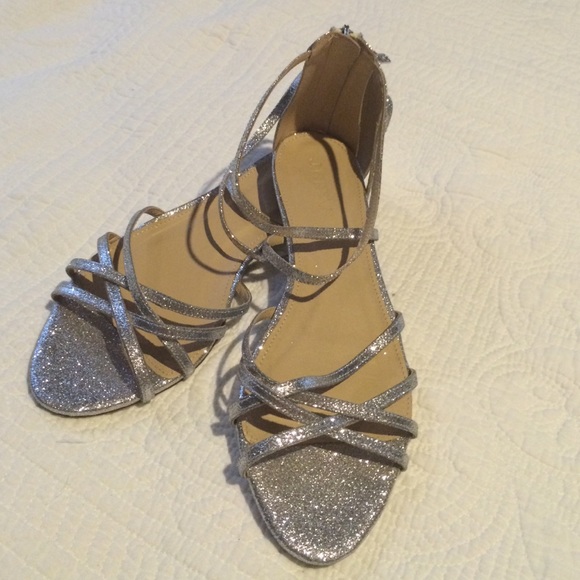 Silver sparkly strappy sandals