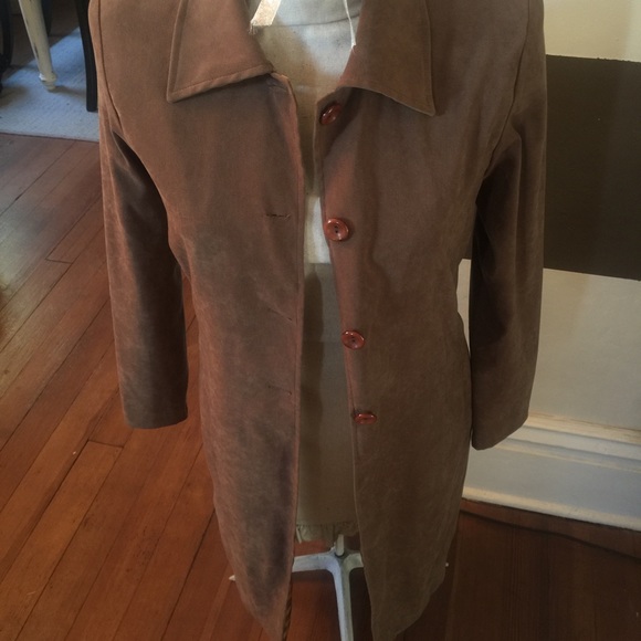 Faux Suede Trench Coat