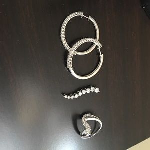 Brand new diamond set ring earnings and necklace
