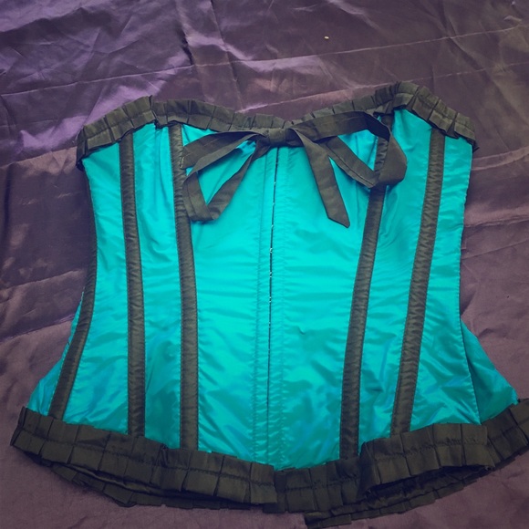 Burleska turquoise taffeta corset