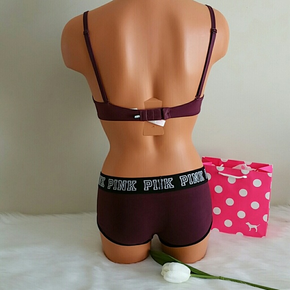 NWT Pink Vs Push Up Bra 32DD+ Boyshorts size S/M/L - Picture 4 of 4
