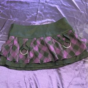 Black and purple plaid mini skirt goth punk