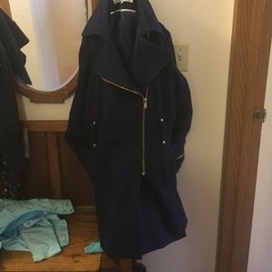 Kenneth Cole Cobalt Blue Pea Coat Size 10 Full Zip