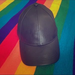 DIVIDED H&M Black Leather Baseball Hat