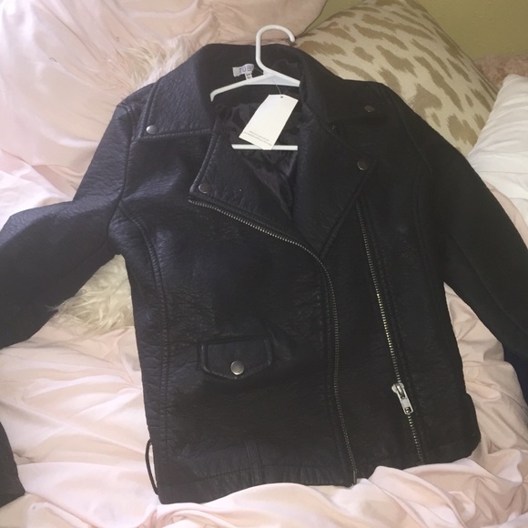 Black leather jacket from Tobi