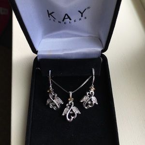 Angel diamond necklace and earring set from Kay's