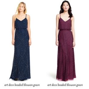 Art Deco Beaded Blouson Gown/ Burgundy Dress