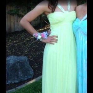Yellow green prom dress