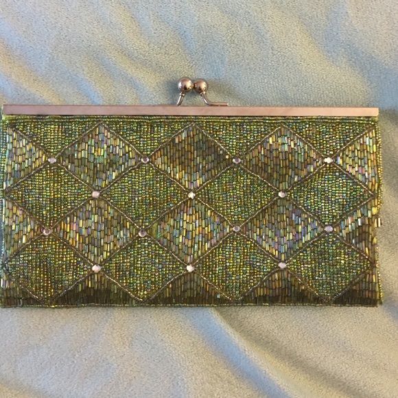 Green beaded clutch
