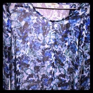 Blue floral flowy blouse