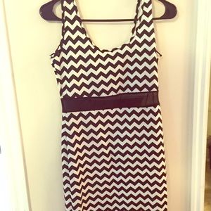 Black and white chevron midi dress