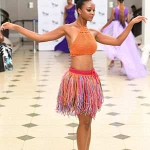 Multicolor fringe skirt