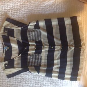 Navy and cream striped Anthropologie sheer blouse