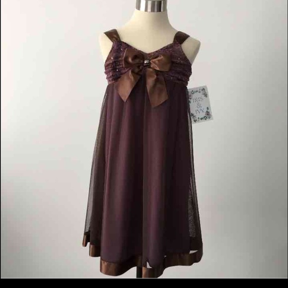 New Iris & Ivy Dress purple/brown girls Size 10