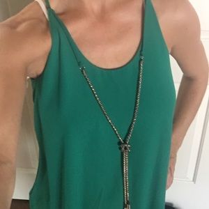 Green dress shirt with necklace attached. Size S