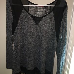 Lightweight knit shirt with chiffon detail