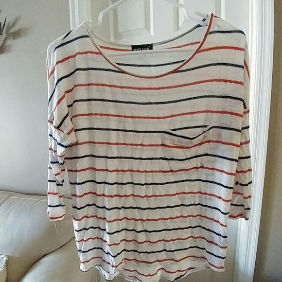 3 quarter length sleeve stripped top