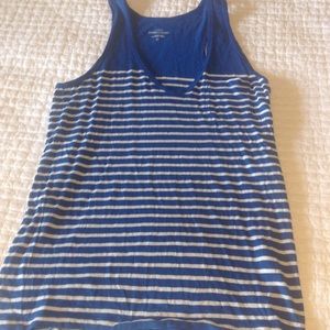 J. Crew blue and white striped razorback tank