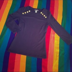 3/4 sleeve gold button H&M top