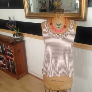 LOFT, tank, ruffle detail neckline