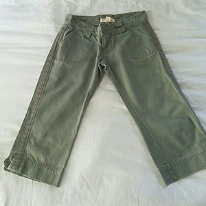 Ankle cropped olive jeans