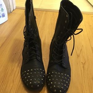 Black studded combat boots