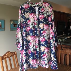 Umgee floral navy tunic dress MED