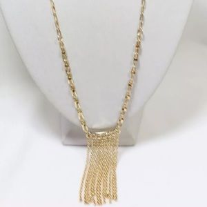 Gold tone fringe necklace