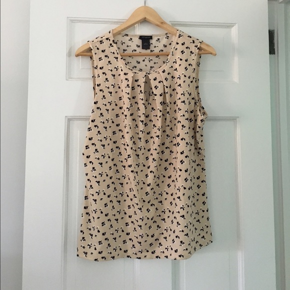 Ann Taylor Pintucked Sleeveless Floral Shell