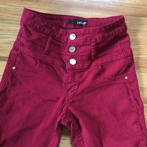 Red High-Waisted Skinny Jeans