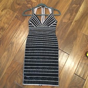 Herve Leger Zahera Multi Chevron Textured Dress